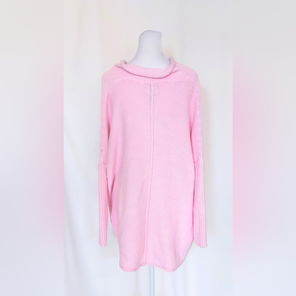 Pure Women's Size M/L High Low Style 3/4 Sleeve Handknit Sweater Pink - Picture 4 of 8